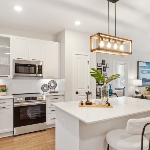 White Shaker Cabinets with Black Hardware
