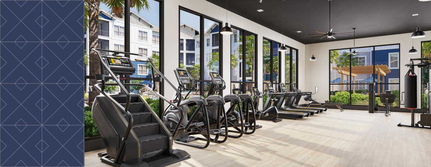 a gym with exercise equipment